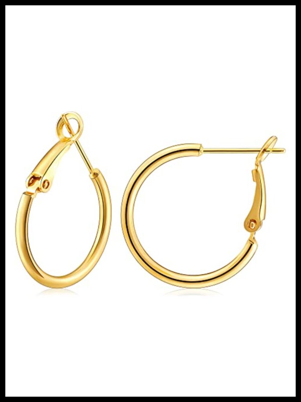 14K Gold Plated Hoop Earrings Thin Small Lightweight Hypoallergenic